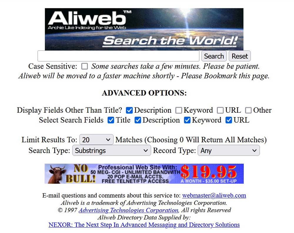Aliweb en 1997